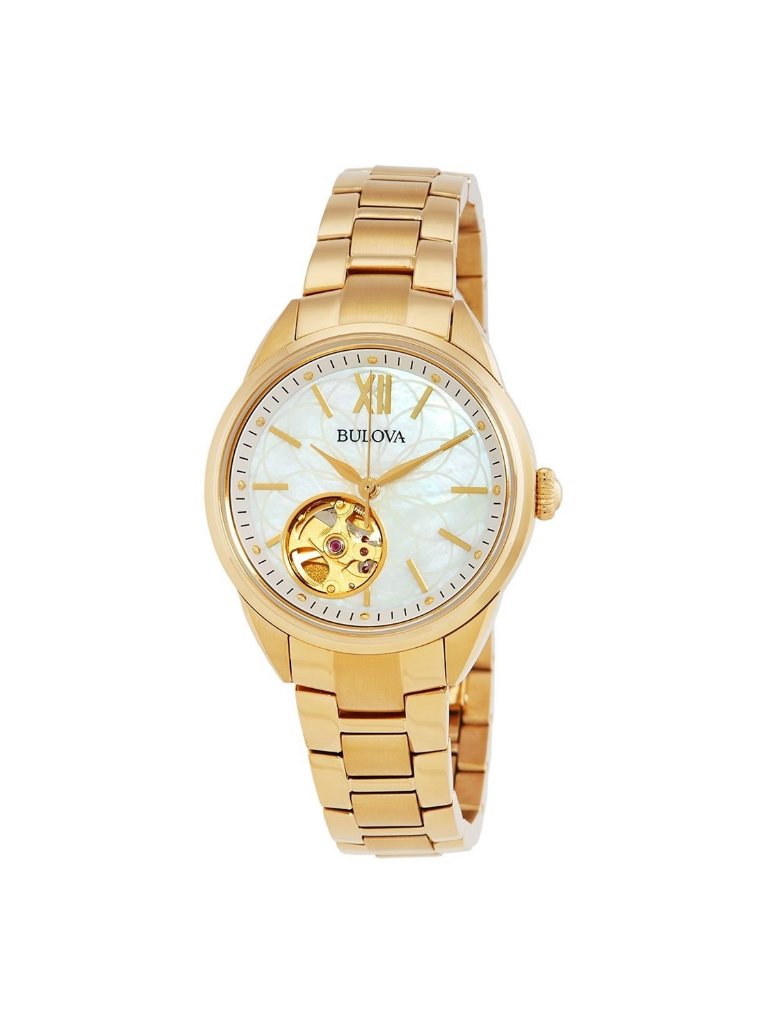 Nwt Bulova Sutton Automatic White Mother Of Pearl Dial Ladies Watch